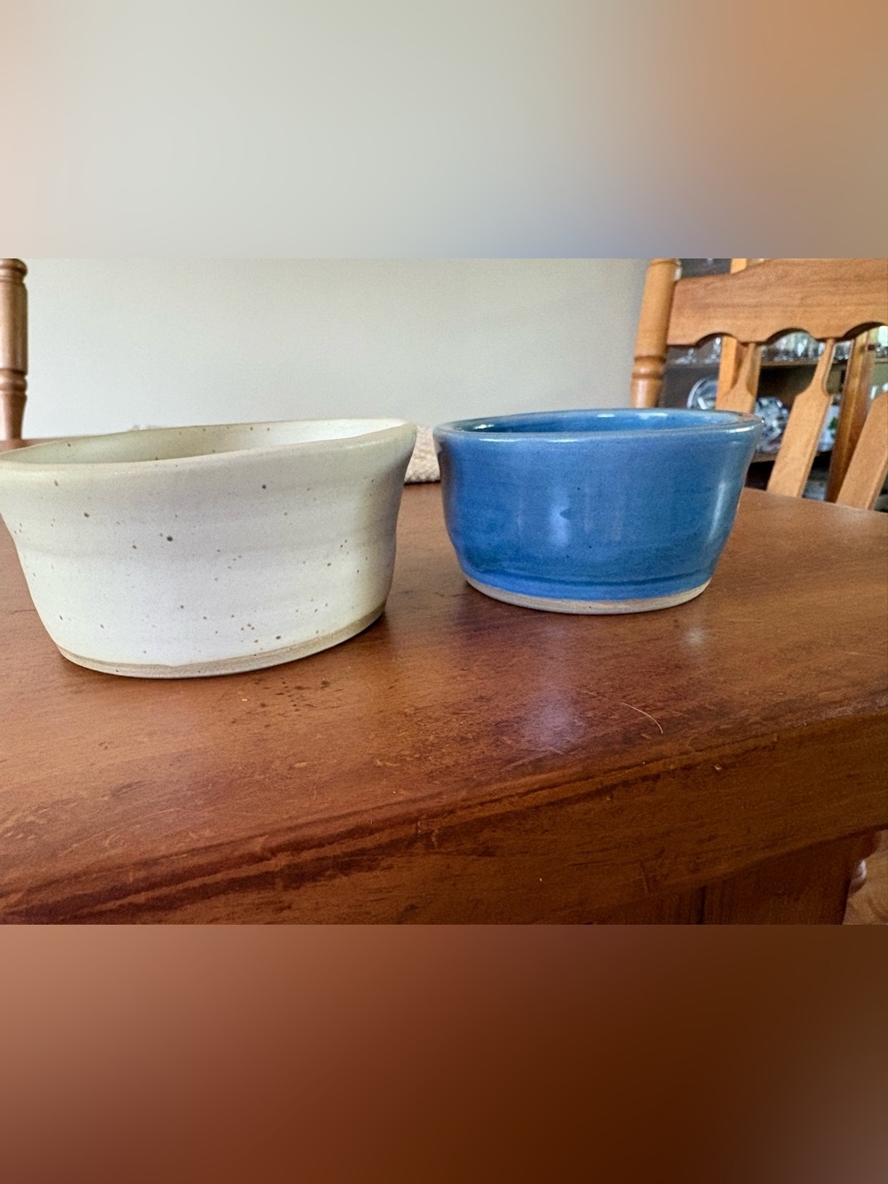 Handmade Ceramic Bowls - Blue and Cream.